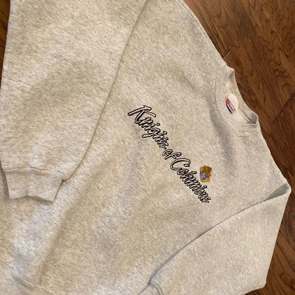 Hanes Knights of Columbus Sweatshirt Mens Large Gray Vintage Heavy Crewneck